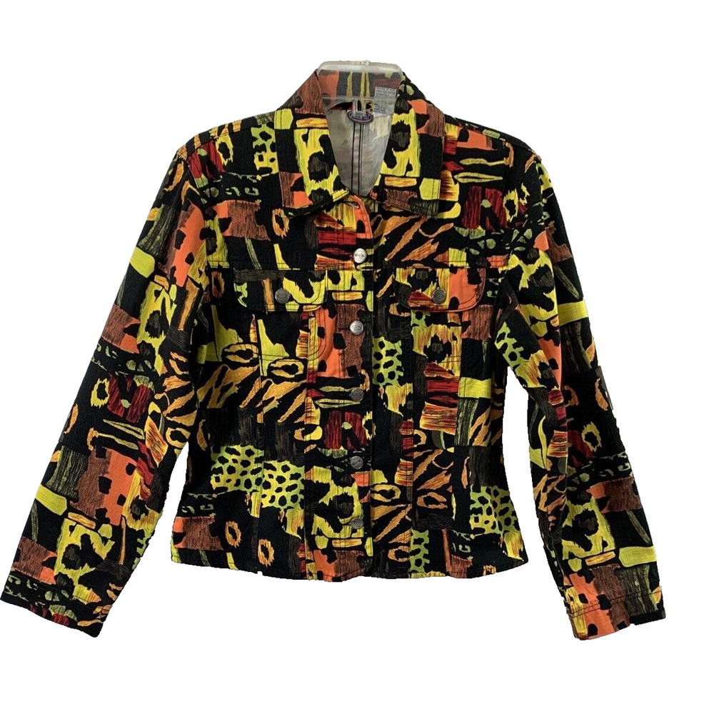 Zani Di‎ Jacket Womens Size 6 Artsy Animal Print Button Up Vintage